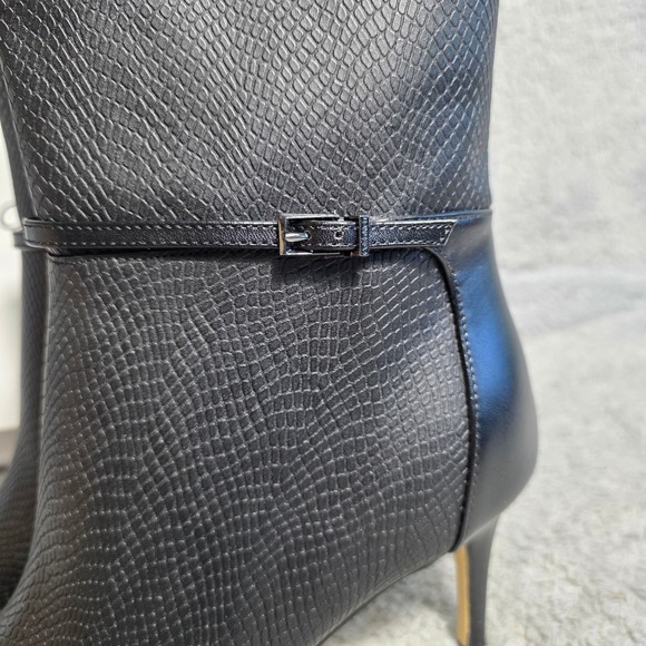 Calvin‎ Klein  Black Croc Pointed Toe Ankle Boots Dress Booties Womens 11M NEW - Picture 2 of 6